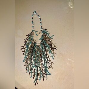 Handcrafted Vintage Fringe Seed Bead Toggle Choker Necklace